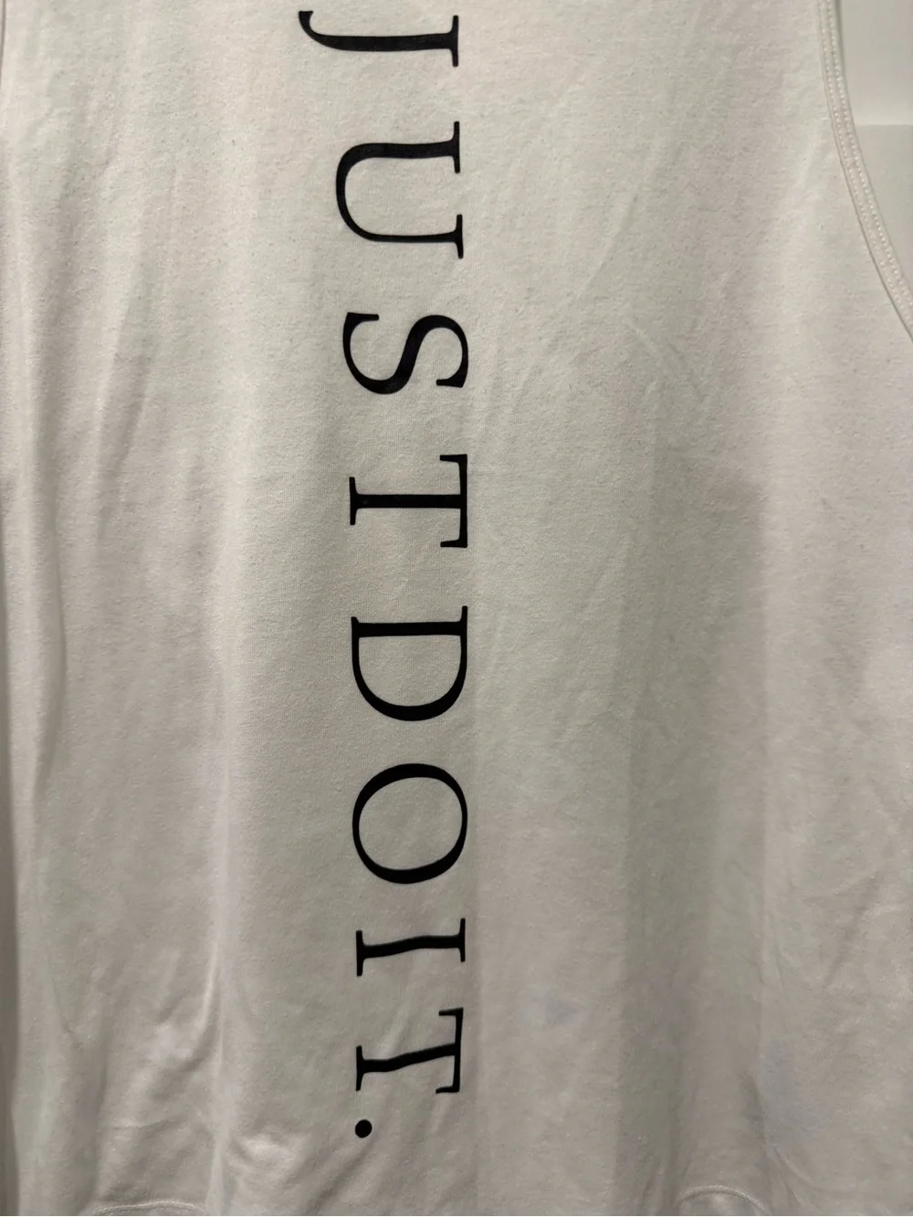 Nike Dri Fit “Just Do It” Vertical Graphic Tank in White